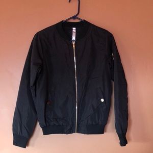 Black Polyester Bomber Jacket